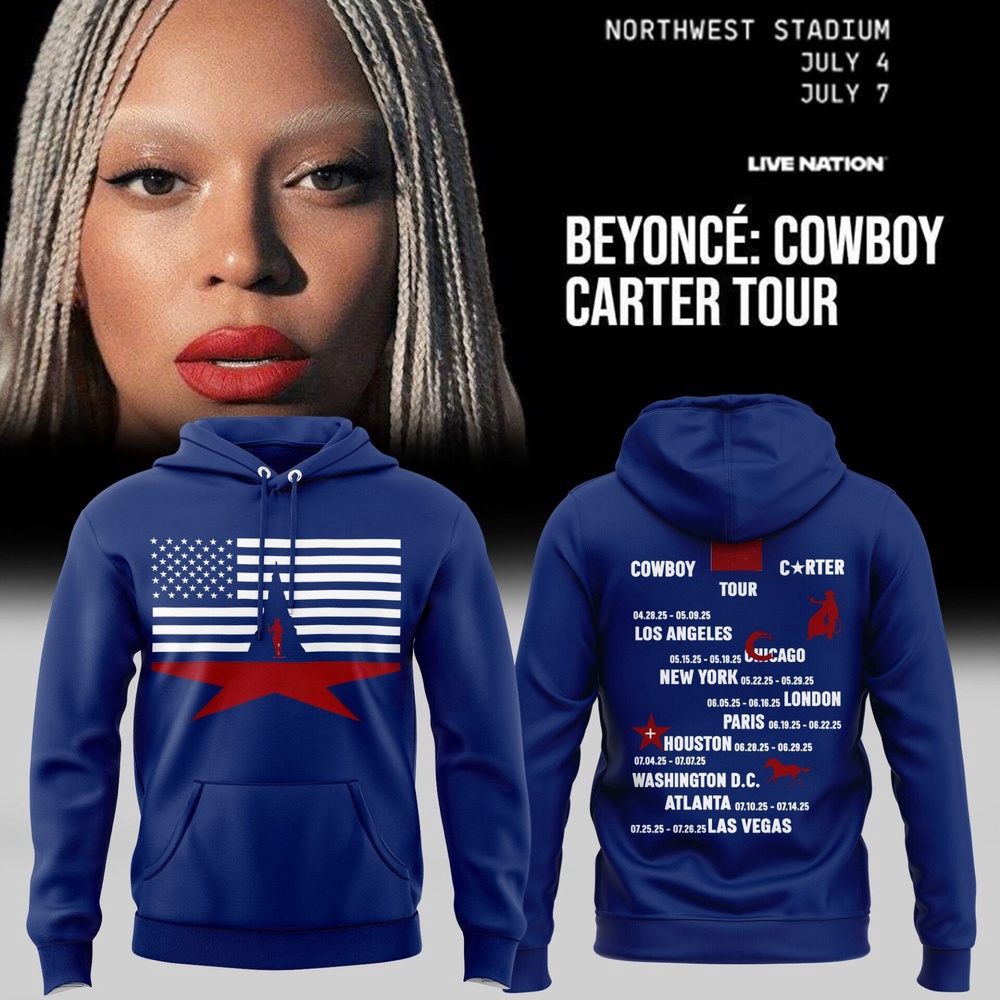 Beyonce Cowboy Carter Tour 2025 Blue Hoodie Shirt