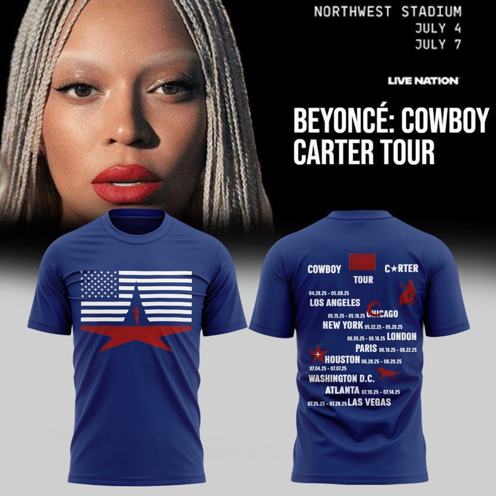Beyonce Cowboy Carter Tour 2025 Blue T Shirt