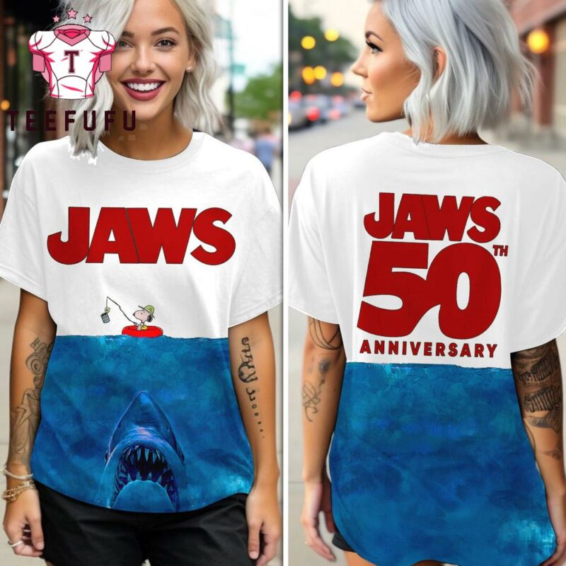 50 Years of Jaws Shark Attack Scene Commemorative Tee