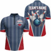 American Bowling Quarter Zip Shirt For Men Custom Bowling Team Shirt Bowlers Jersey