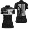American Flag Black Bowling Pattern Custom Bowling Quarter Zip Shirt For Women