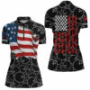American Flag Black Camo Bowling Shirt For Women Custom Quarter Zip Shirt