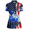 American Flag Blue Galaxy Custom Bowling Quarter Zip Shirts For Women Patriotic Team League Jerseys