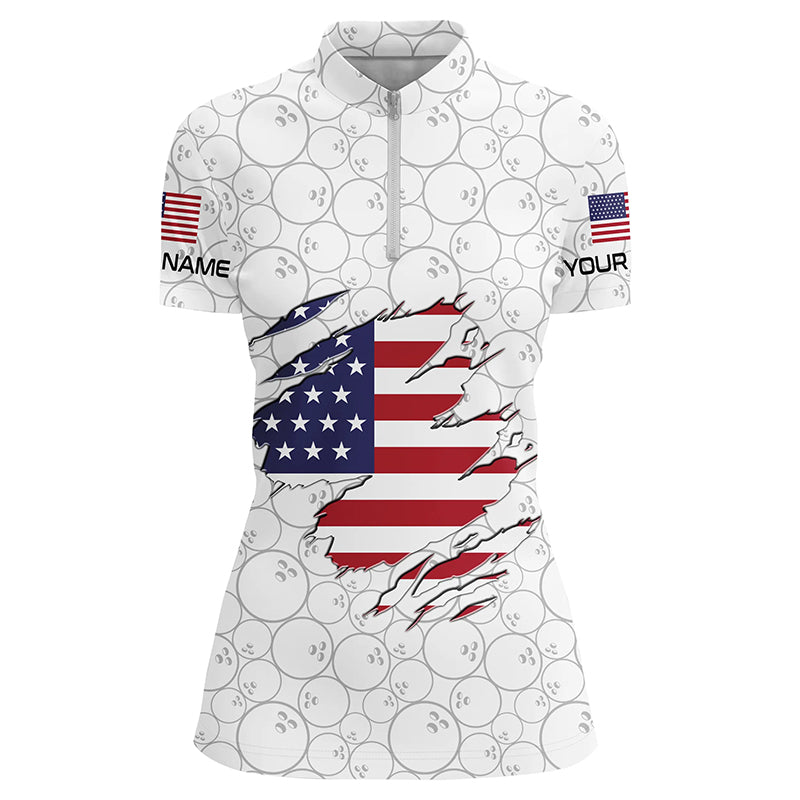 American Flag Bowling Camo Custom Women Bowling Polo