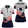 American Flag Bowling Jersey For Women Custom Quarter-Zip Bowling Shirt Patriotic Shirt For Team