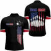 American Flag Bowling Quarter Zip Shirt Personalized Bowling Jersey Men Patriotic Bowling Team Shirt