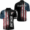 American Flag Bowling Shirt For Men Custom Bowling Jersey For Team Patriots Bowlers Quarter Zip