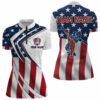 American Flag Retro Bowling Shirts For Women Custom Patriotic Bowling Team League Quarter Zip Shirt
