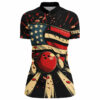American Flag Retro Bowling Women Quarter Zip Shirts
