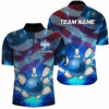 American flag blue Custom Bowling Quarter Zip Shirts For Men patriotic Team League Jersey
