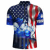 American flag blue galaxy Custom Bowling Quarter Zip Shirts For Men patriotic Team League Jerseys
