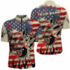 American flag skull bowling Quarter Zip shirts for men Custom Team bowling jerseys