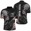Black American flag retro bowling league jerseys custom skull Men Bowling Quarter Zip Shirts, Custom Team Bowling Jerseys, Bowling Shirts 3 Black American flag retro bowling league jerseys custom skull Men Bowling Quarter Zip Shirts