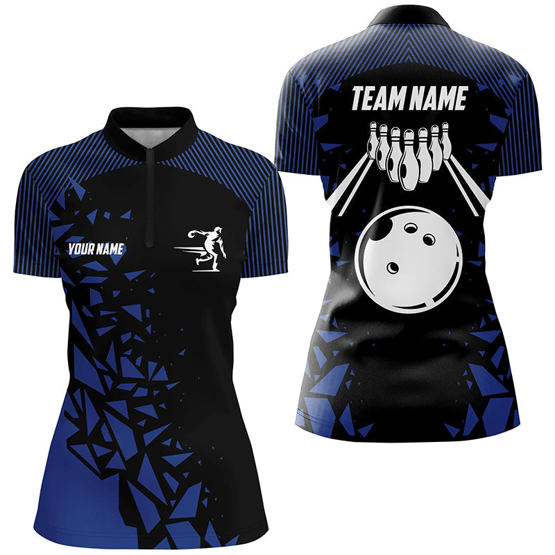 Black And Blue Pattern Bowling Polo