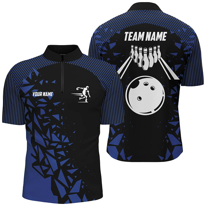 Black And Blue pattern Bowling Polo