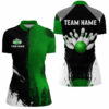 Black And Green Bowling Quarter Zip Shirt For Women Custom Bowling Team Jersey