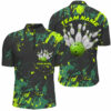 Black And Green Camo Bowling Team Shirts Custom Men Quarter Zip Shirts Bowling League Shirt