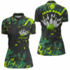 Black And Green Camo Bowling Team Shirts Custom Women Quarter Zip Bowling League Shirt