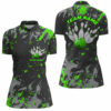 Black And Green Camo Bowling Team Shirts Custom Women Quarter Zip Bowling League Shirts