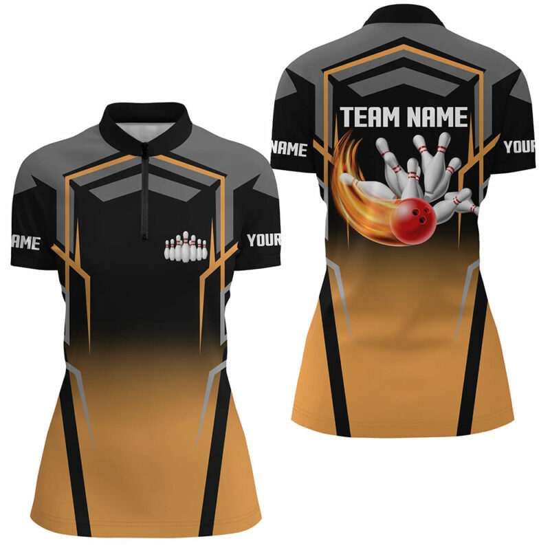 Black And Orange Bowling Polo