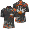 Black And Orange Camo Bowling Team Shirts Custom Men Quarter Zip Shirts Bowling League Shirts