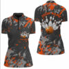 Black And Orange Camo Bowling Team Shirts Custom Women Quarter Zip Bowling League Shirts