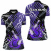 Black And Purple Strike Womens Bowling Quarter Zip Shirts Custom Bowling Jerseys For Bowlers