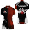 Black And Red Bowling Quarter Zip Shirt For Women Custom Bowling Team Jerseys