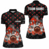 Black And Red Bowling Stars Pattern Custom Women Bowling Quarter Zip Shirt