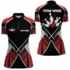 Black And Red Retro Bowling Quarter Zip Shirts For Women Custom Team Bowling League Jerseys