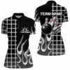 Black And White Retro Bowling Quarter Zip Shirt For Women Custom Bowling Team League Jerseys