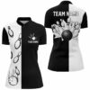 Black And White Retro Vintage Bowling Quarter Zip Shirts For Women Custom Bowling Team Jerseys
