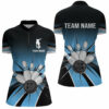 Black&Blue Bowling Quarter-Zip Shirt Vintage Custom Bowling Jersey Women Bowling Team League Shir