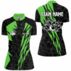 Black Bowling Camo Womens Bowling Quarter Zip Shirt Custom Bowling Strike Team League Jersey  Green