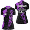 Black Bowling Camo Womens Bowling Quarter Zip Shirt Custom Bowling Strike Team League Jersey  Purple