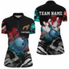 Black Camo Smoke Bowling Ball Pins Custom Women Bowling Quarter Zip Shirt