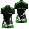 Black&Green Bowling Quarter-Zip Shirt Women Custom Bowling Jersey Vintage Bowling Team League Shir