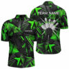 Black Green Camo Bowling Quarter Zip Shirt For Men
