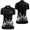 Black Lightning Thunder Custom Women Bowling Quarter Zip Shirt Bowling Ball Pins Team Jerseys