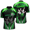 Black Men Bowling Quarter Zip Shirt Custom Green Lightning Team Mens Bowlers Jerseys Bowling Outfits