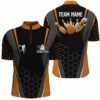 Black Men'S Bowling Shirt Quarter Zip Custom Name Mens Bowlers Jersey