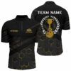 Black Mens Bowling Quarter Zip Shirts Custom Bowling Strike Bee Pattern Team Mens League Jerseys
