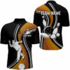 Black&Orange Bowling Jersey Men Personalized Bowling Quarter Zip Shirt Bowling Team League Shirt