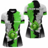 Black White Bowling Fire League Jerseys Custom Bowling Quarter Zip Shirts For Women  Green