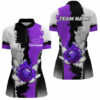 Black White Bowling Fire League Jerseys Custom Bowling Quarter Zip Shirts For Women  Purple