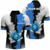 Black White Bowling Fire League Jerseys Custom Men Bowling Quarter Zip Shirt