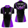 Black Women'S Bowling Shirt Quarter-Zip Custom Ladies Bowlers Jersey