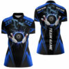 Black Womens Bowling Quarter Zip Shirt Custom Lightning Thunder Team League Bowling Jerseys  Blue