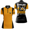 Black & Yellow Retro Bowling Quarter Zip Shirts For Women Custom Bowling And Beer That'S Why I'M Here