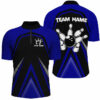Black and Blue Retro Bowling Polo